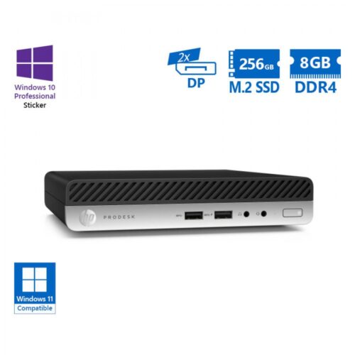 HP ProDesk 400G5 DM i3-9100T/8GB DDR4/256GB M.2 SSD/No ODD/Windows 11/ Grade A Refurbished PC