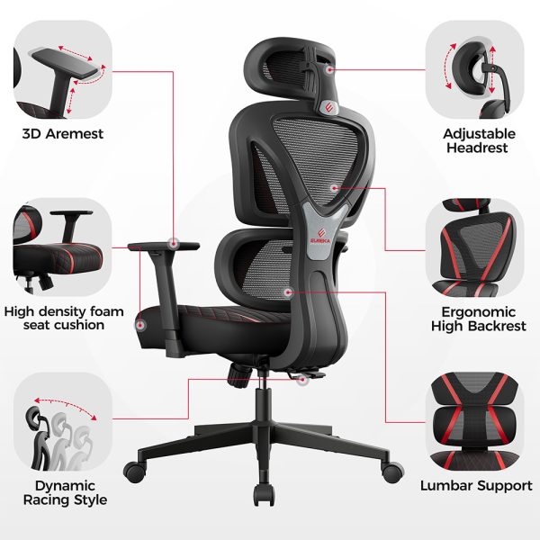 Eureka Ergonomic® ERK-GC06-R - Gaming Καρέκλα