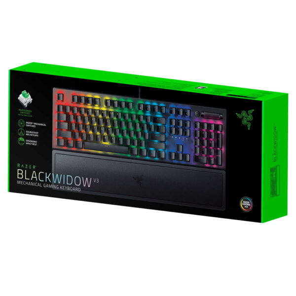 Razer BLACKWIDOW V3 – Mechanical Keyboard (Green Switch) – Wrist Rest – GR Layout