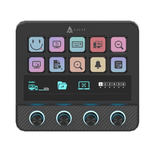 Ajazz AKP05E PRO Black – Streaming Hub & Macro Deck με 10 LCD Πλήκτρα και Ρυθμιζόμενη Βάση