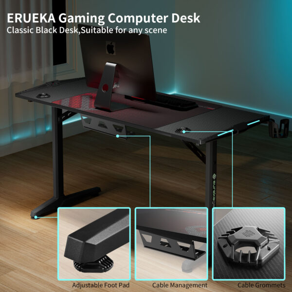 Eureka Ergonomic® ERK-GIP-55B-V2 Gaming Γραφείο  148x60x79.5cm6