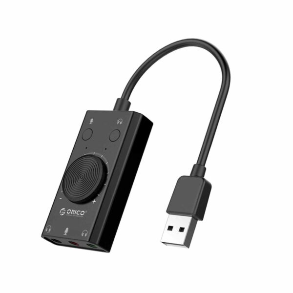 Orico SC2-BK USB External Sound Card – Διπλή Έξοδος Ακουστικών / Mic / Volume Control – Μαύρη