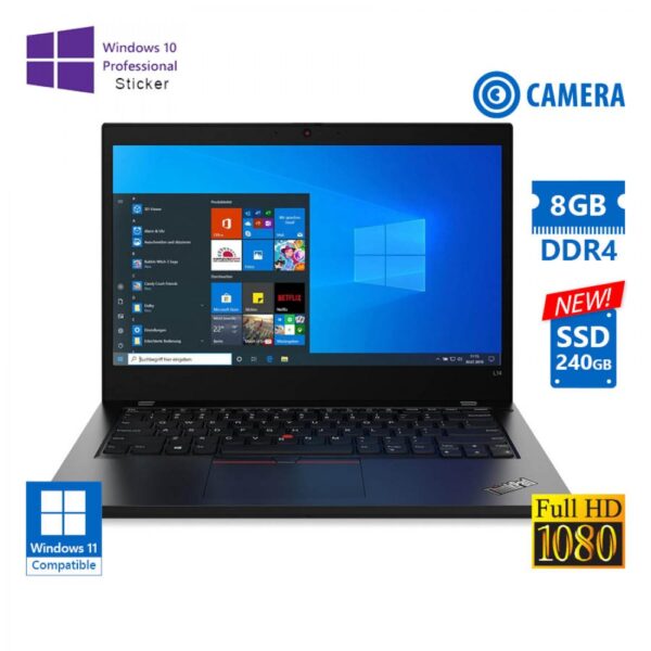 REFURBISHED Lenovo ThinkPad L14 Gen 1 i5-10210U/14``FHD/8GB DDR4/240GB SSD New/Camera/Grade A/Windows 11 (F)