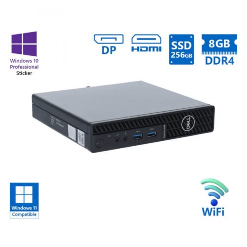 Dell Optiplex 3080 DM WiFi i3-10100T/8GB DDR4/256GB SSD/No ODD/Windows 11/ Grade A Refurbished PC