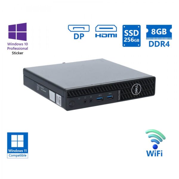 Dell Optiplex 3080 DM WiFi i3-10100T/8GB DDR4/256GB SSD/No ODD/Windows 11/ Grade A Refurbished PC