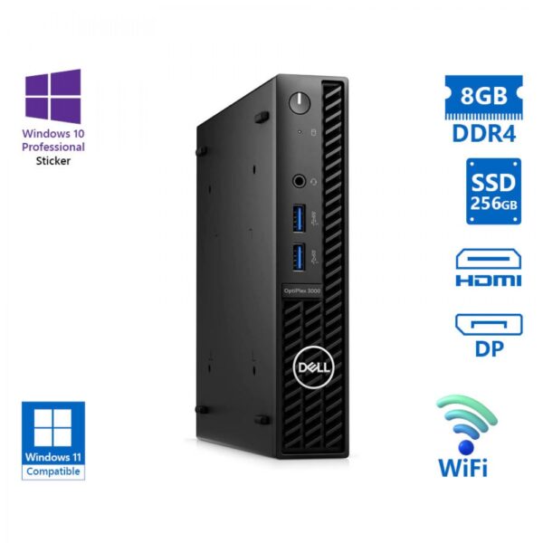 Dell Optiplex 3000 DM WiFi i5-12500T/8GB DDR4/256GB SSD/No ODD/Windows 11/ Grade A Refurbished PC