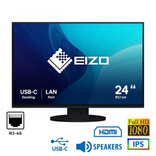 REFURBISHED Monitor FlexScan EV2495 IPS LED/Eizo/24``FHD/1920x1200/Wide/Black/w/Sreakers/D-SUB & DVI-D & DP