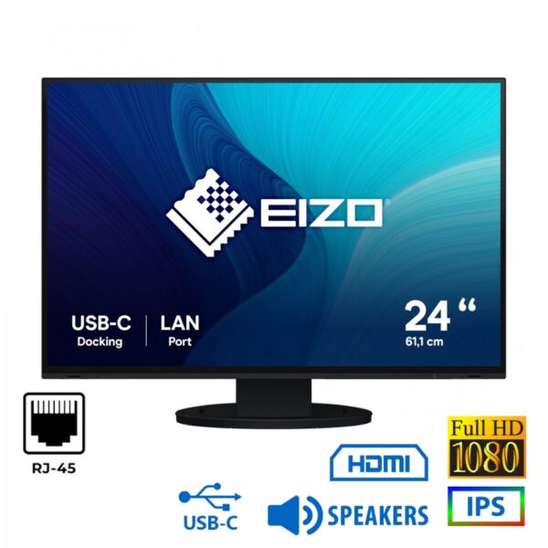 REFURBISHED Monitor FlexScan EV2495 IPS LED/Eizo/24``FHD/1920x1200/Wide/Black/w/Sreakers/D-SUB & DVI-D & DP
