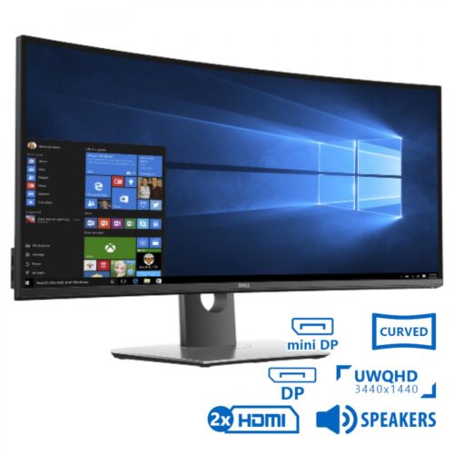REFURBISHED Monitor UltraSharp U3417W Curved/Dell/34``UW-QHD/3440x1440/Black/w/Speakers/DP & mini DP & 2xHD