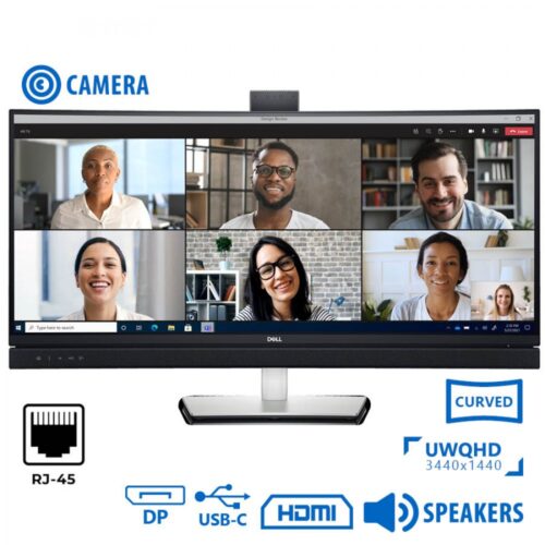 REFURBISHED Monitor C3422WE Curved Video Conferencing/Dell/34``UW-QHD/w/Camera/3440x1440/Black/w/Speakers/