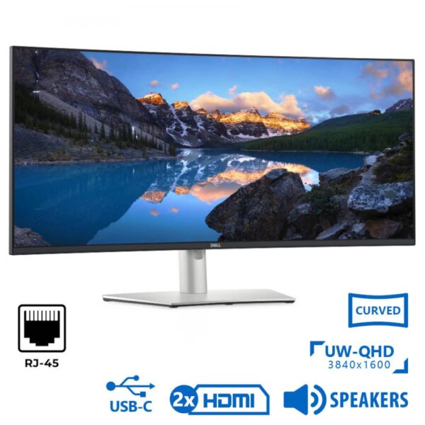 REFURBISHED Monitor UltraSharp U3821DW Curved/Dell/38”UW-QHD/3840x1600/Silver/Black/w/Speakers/DP & 2xHDMI