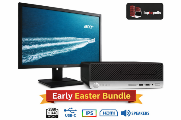 Early Easter Bundle : REFURBISHED HP PRODESK 400 G5 SFF + Used ACER B276HUL IPS LED/Acer/27“/Speakers/Windows 11/ + Δώρο SET Πληκτρολόγιο - Ποντίκι