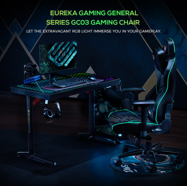 Eureka Ergonomic® ERK-YYK-GC-03 RGB Gaming Καρέκλα με Remote controller