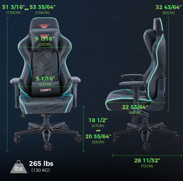Eureka Ergonomic® ERK-YYK-GC-03 RGB Gaming Καρέκλα με Remote controller