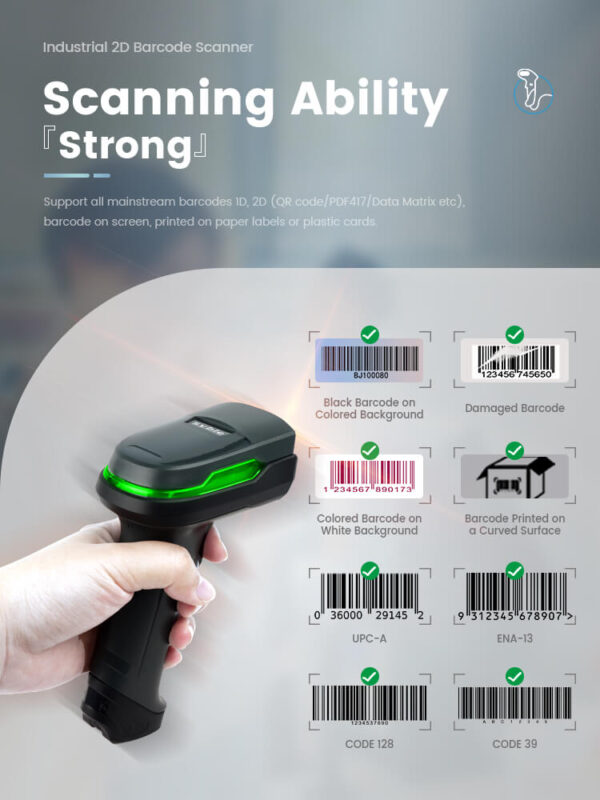 NG BAR-2407 ΕΝΣΥΡΜΑΤΟ BARCODE SCANNER, 2D, USB, ΜΕ ΒΑΣΗ