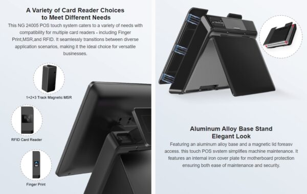 NG FOLD ALL IN ONE POS 15.6in, INTEL i5 1135G7, 8GB, 256GB M.2 SATA, FANLESS, MULTITOUCH, ΜΑΥΡΟ