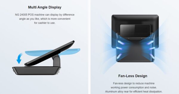 NG FOLD ALL IN ONE POS 15.6in, INTEL i5 1135G7, 8GB, 256GB M.2 SATA, FANLESS, MULTITOUCH, ΜΑΥΡΟ