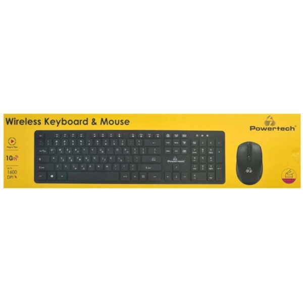 POWERTECH set ποντίκι & πληκτρολόγιο PT-1189, ασύρματο, 1600DPI, μαύρο