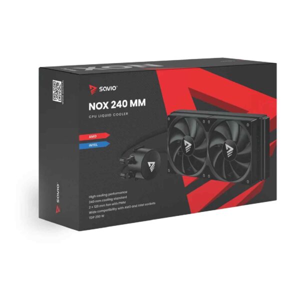 Savio NOX 240mm Υδρόψυξη CPU – Διπλό Ψυγείο / 2×120mm PWM / 400mm Tubes / Intel & Amd (T)