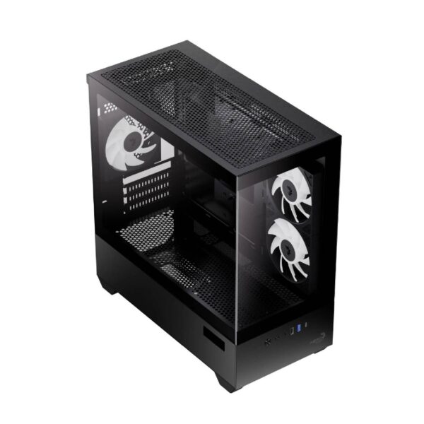 AeroCool P300D Digi-G-BK-v1 Κουτί mATX Mini Tower με Digital Display, USB-C & 3x 120mm A-RGB (Μαύρο) (T)