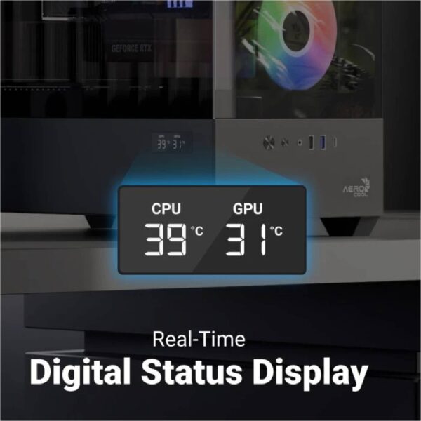 AeroCool P500D Digi-G-BK-v1 Κουτί ATX με Digital Display, USB-C & 3x 120mm A-RGB Fans (Μαύρο) (T)