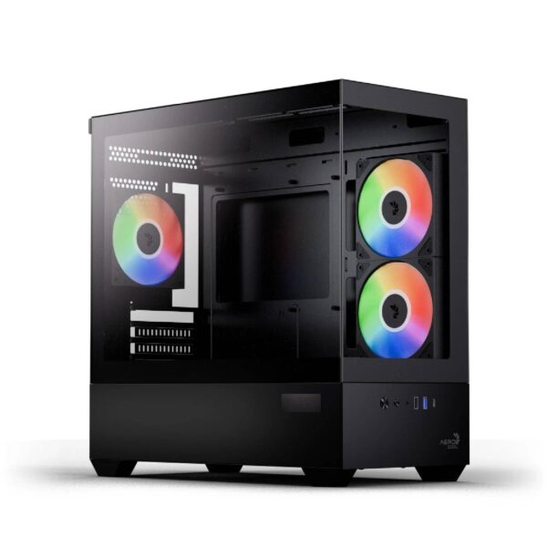 AeroCool P300D Digi-G-BK-v1 Κουτί mATX Mini Tower με Digital Display, USB-C & 3x 120mm A-RGB (Μαύρο) (T)