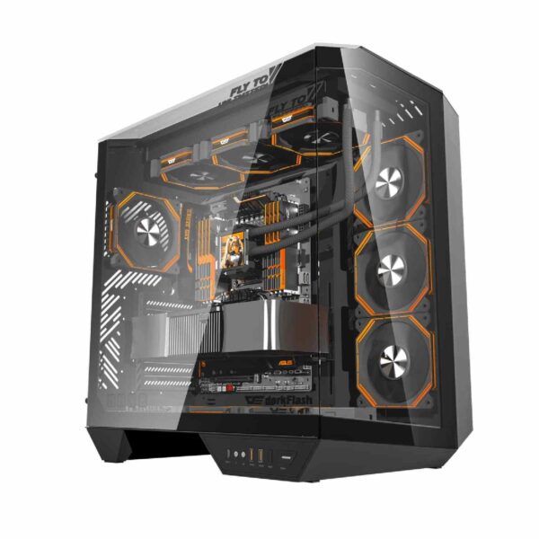Darkflash DY470 Shadow ATX Case με 4x A-RGB Infinity Mirror Fans – Μαύρο (T)