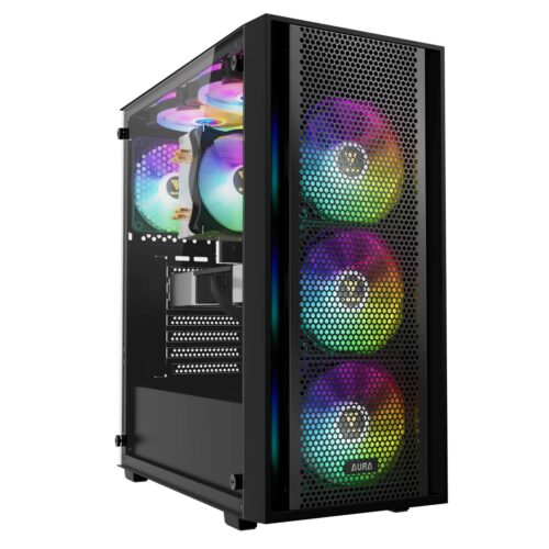 Gamdias AURA GC2 Elite , Midi Tower, Mesh, 4x RGB Fans, Tempered Glass, Μαύρο (T)