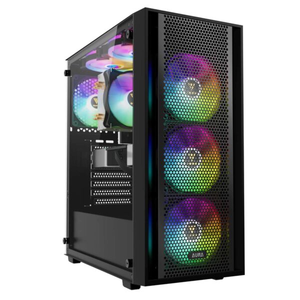 Gamdias AURA GC2 Elite , Midi Tower, Mesh, 4x RGB Fans, Tempered Glass, Μαύρο (T)