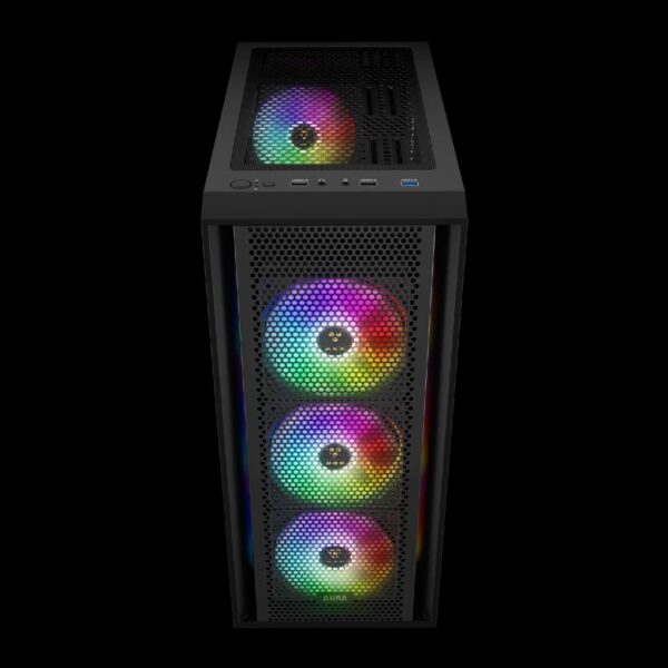 Gamdias AURA GC2 Elite , Midi Tower, Mesh, 4x RGB Fans, Tempered Glass, Μαύρο (T)