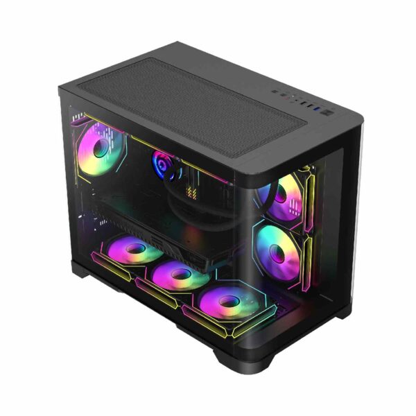 Gamemax HYPE-M Black mATX Case – Κουτί Υπολογιστή με 3x120mm ARGB Ανεμιστήρες / Curved Tempered Glass (T)