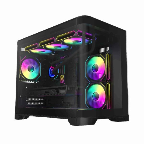 Gamemax HYPE-M Black mATX Case – Κουτί Υπολογιστή με 3x120mm ARGB Ανεμιστήρες / Curved Tempered Glass (T)