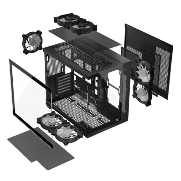 Modecom Panorama ARGB 7F Gaming Midi Tower Κουτί Υπολογιστή με 7x ΠροΕγκατεστημένα ARGB Fans και Tempered Glass , Μαύρο (T)