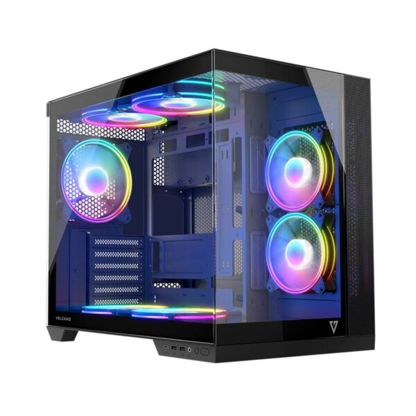Modecom Panorama ARGB 7F Gaming Midi Tower Κουτί Υπολογιστή με 7x ΠροΕγκατεστημένα ARGB Fans και Tempered Glass , Μαύρο (T)