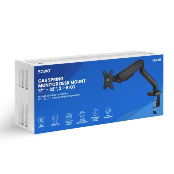 SAVIO UM-01 Βάση Γραφείου Οθόνης 17″ – 32″, 2 – 9 kg με Βραχίονα (UM-01)